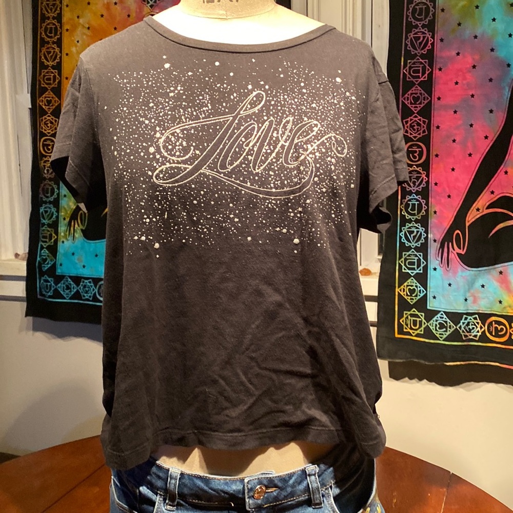 Victoria Secret Silver glittery lettering.